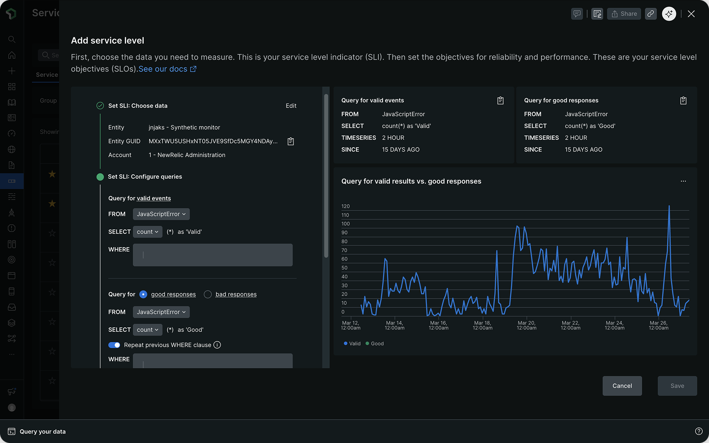 New Relic — SLI Query Builder